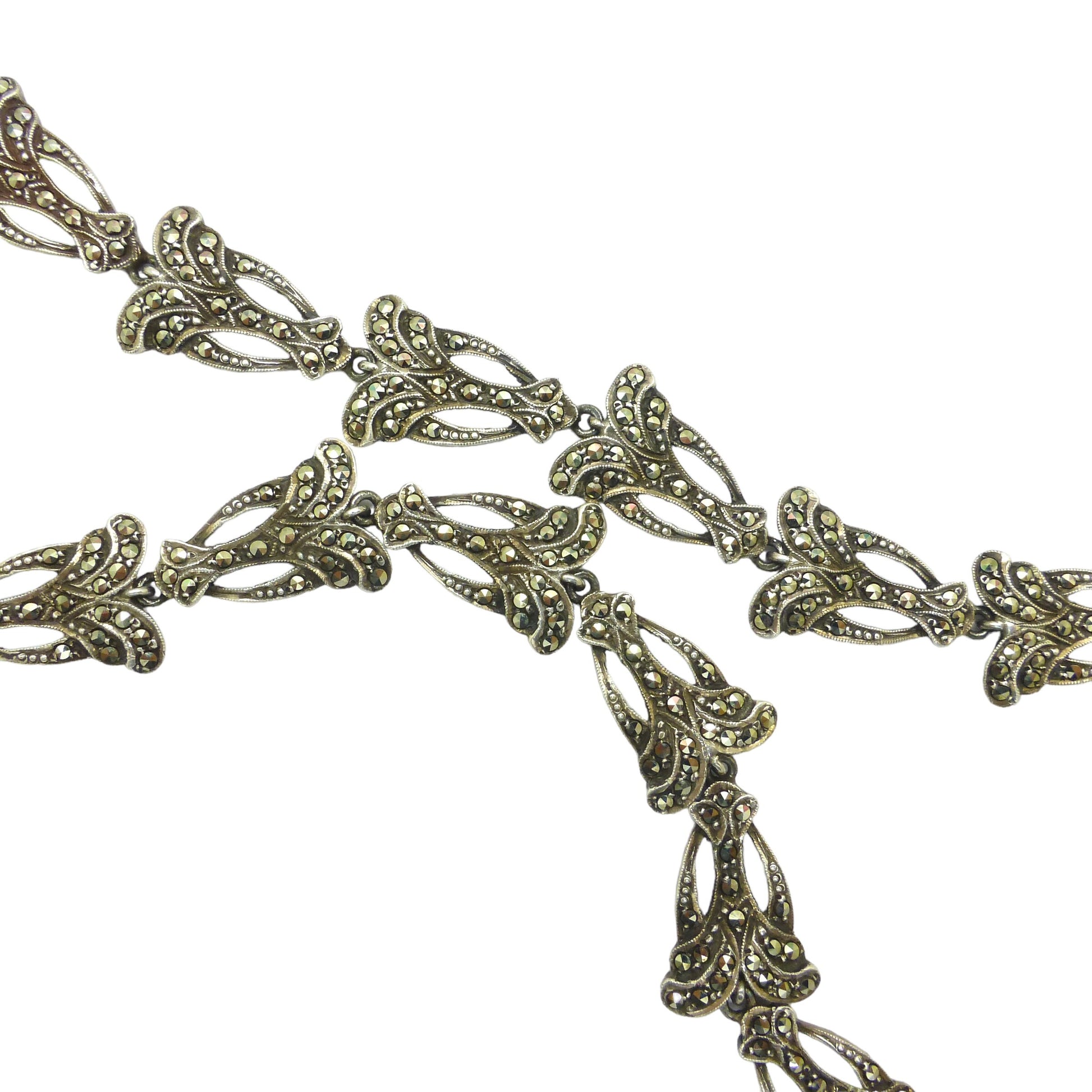 Vintage Art Deco silver marcasite articulated collar necklace c1930's