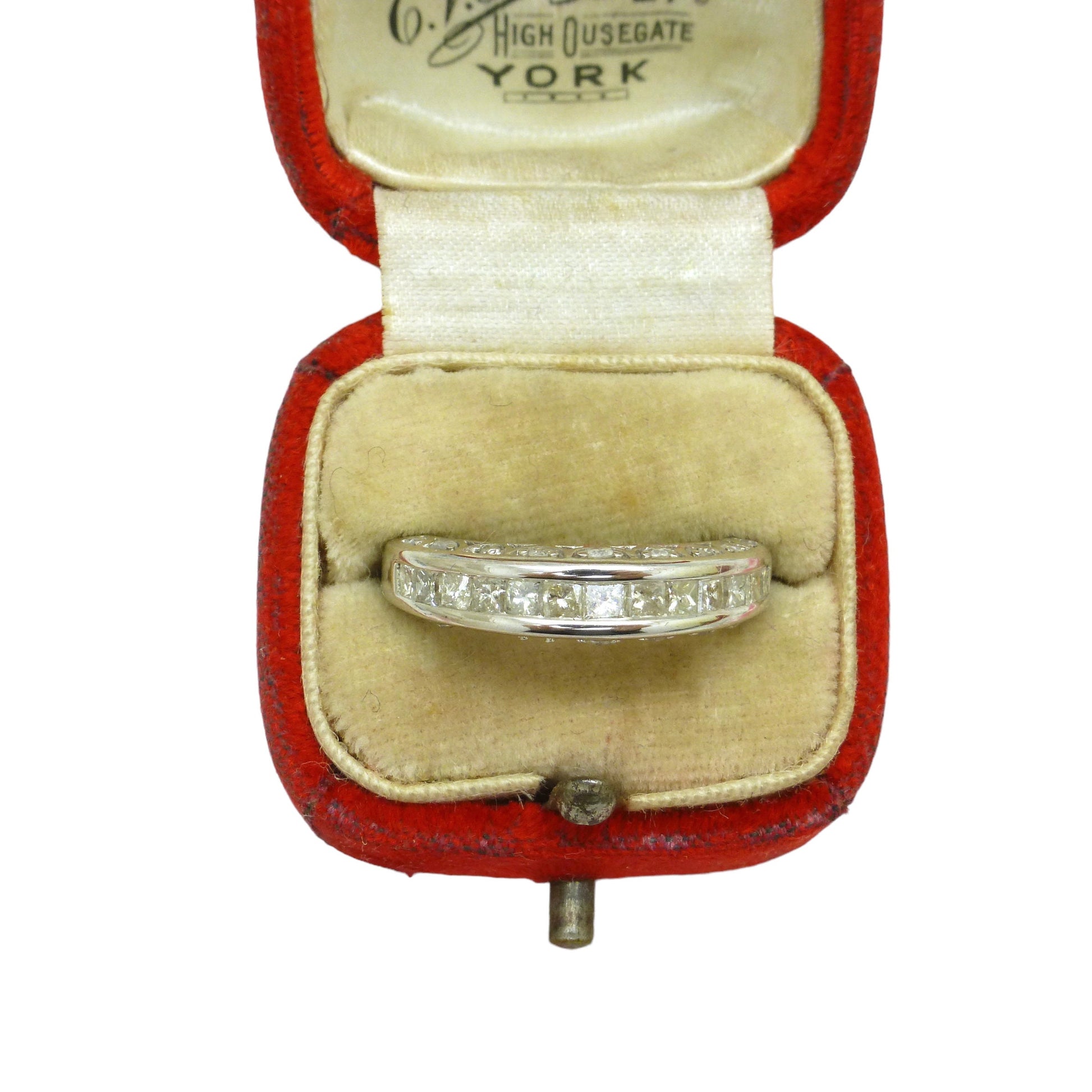 Vintage 10K white gold princess cut diamond eternity wedding band 1.00ct