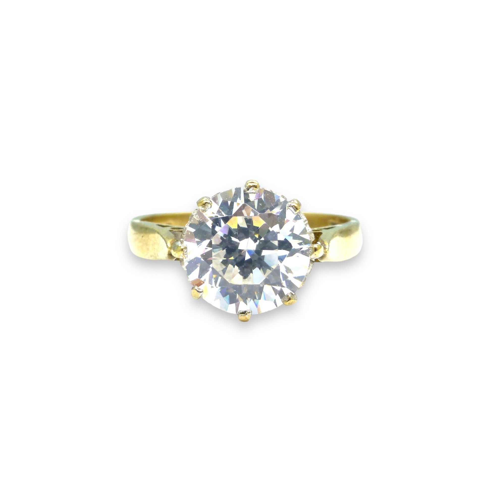 Vintage 9ct white gold 'Faux diamond' solitaire ring ~ CZ