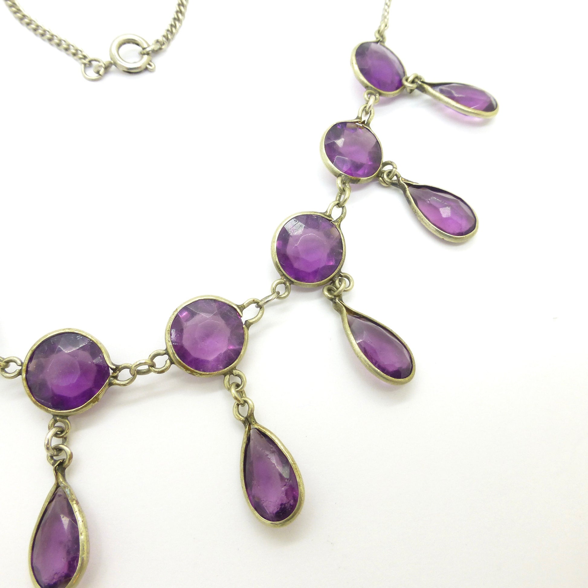 Vintage amethyst paste fringe/festoon necklace c1910-20's