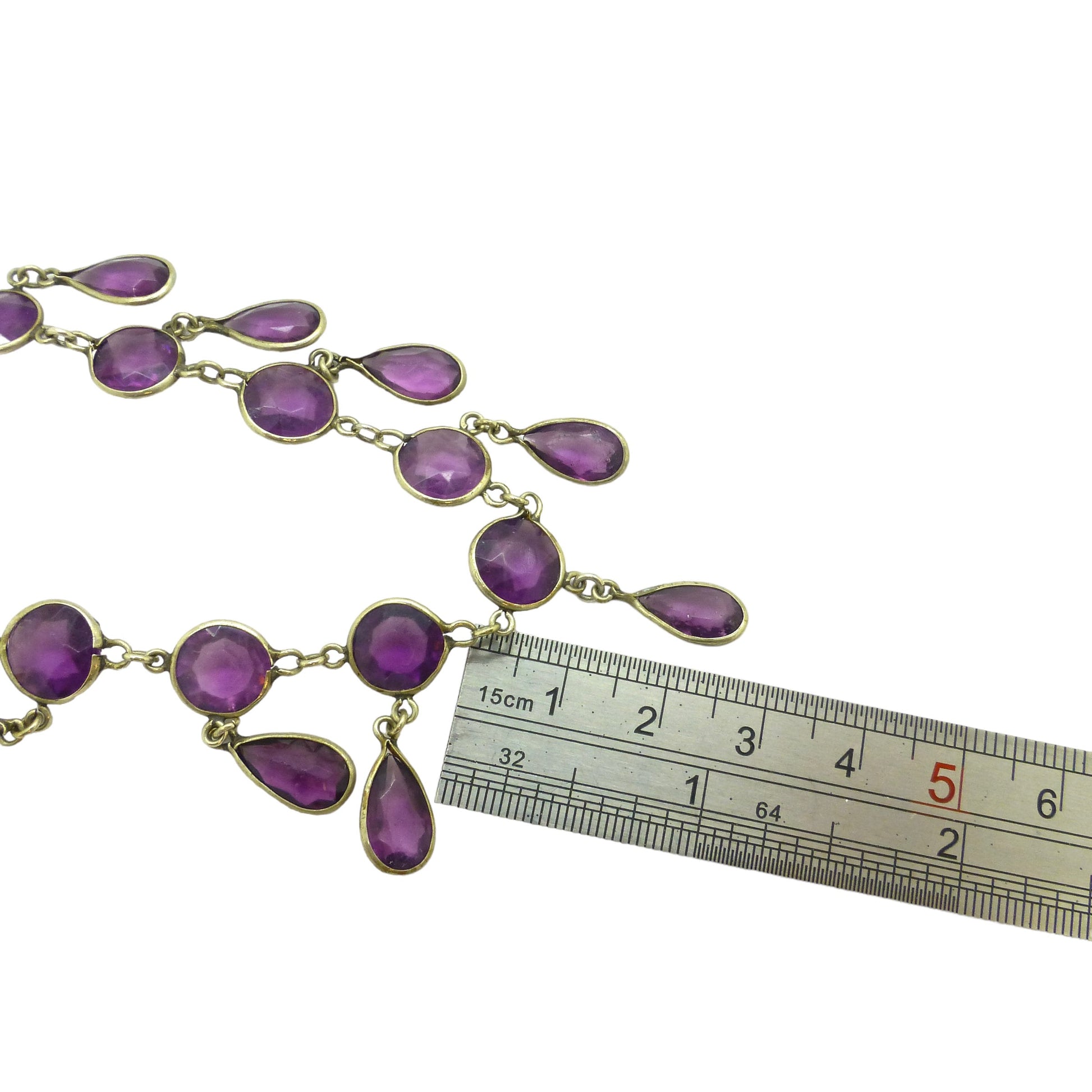 Vintage amethyst paste fringe/festoon necklace c1910-20's