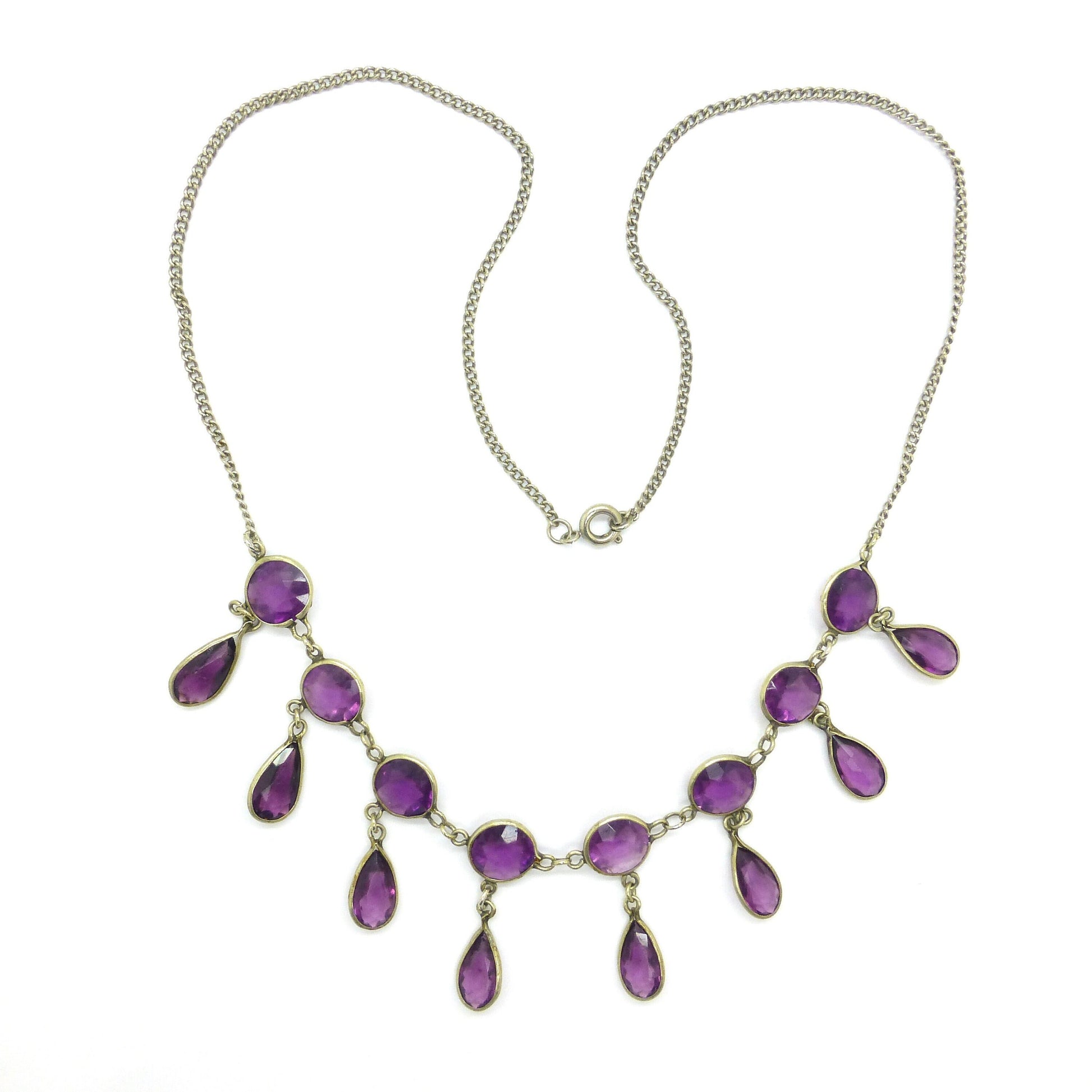 Vintage amethyst paste fringe/festoon necklace c1910-20's