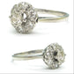 Vintage 9ct white gold diamond cluster halo engagement ring