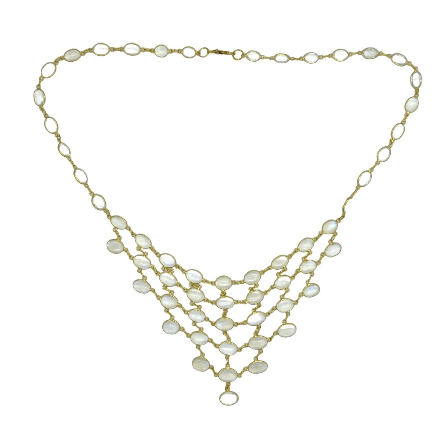 Stunning vintage 14ct & 9ct gold moonstone fringe festoon necklace