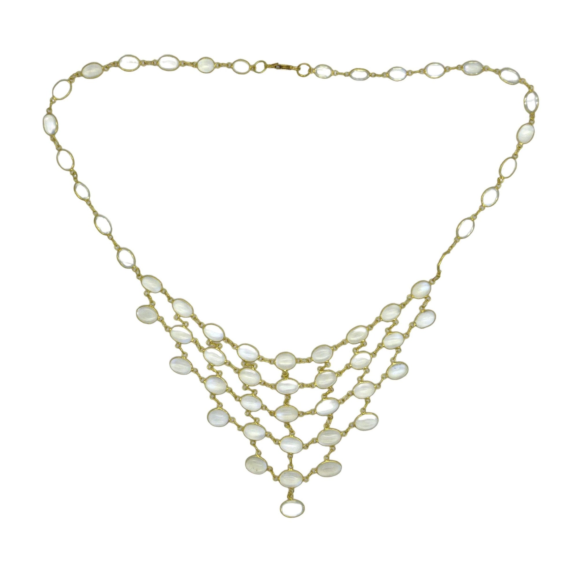 Stunning vintage 14ct & 9ct gold moonstone fringe festoon necklace