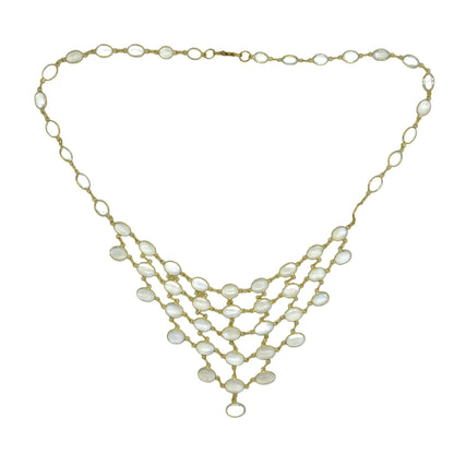 Stunning vintage 14ct & 9ct gold moonstone fringe festoon necklace