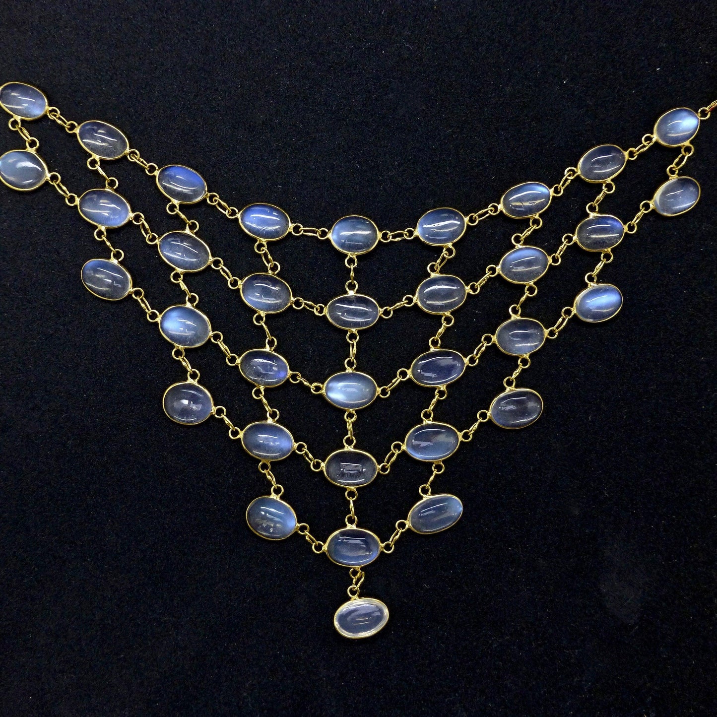 Stunning vintage 14ct & 9ct gold moonstone fringe festoon necklace