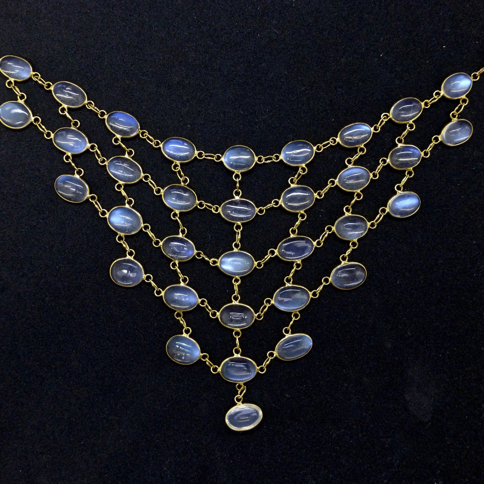 Stunning vintage 14ct & 9ct gold moonstone fringe festoon necklace