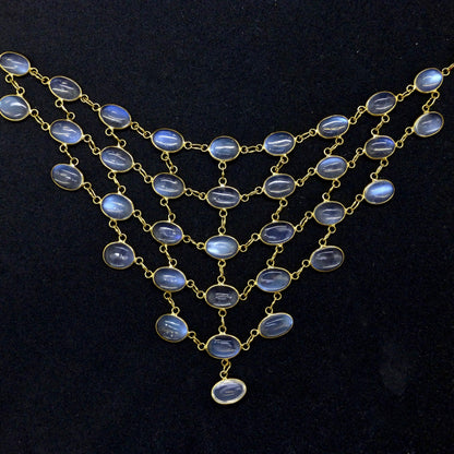 Stunning vintage 14ct & 9ct gold moonstone fringe festoon necklace
