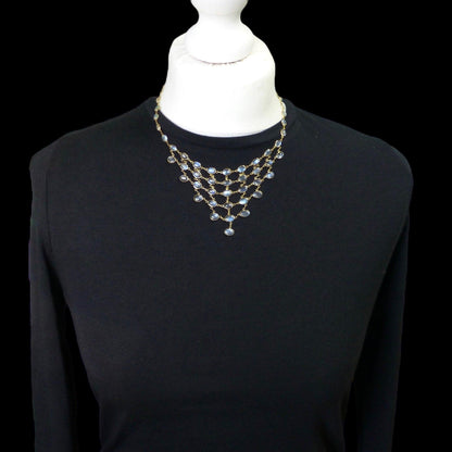 Stunning vintage 14ct & 9ct gold moonstone fringe festoon necklace