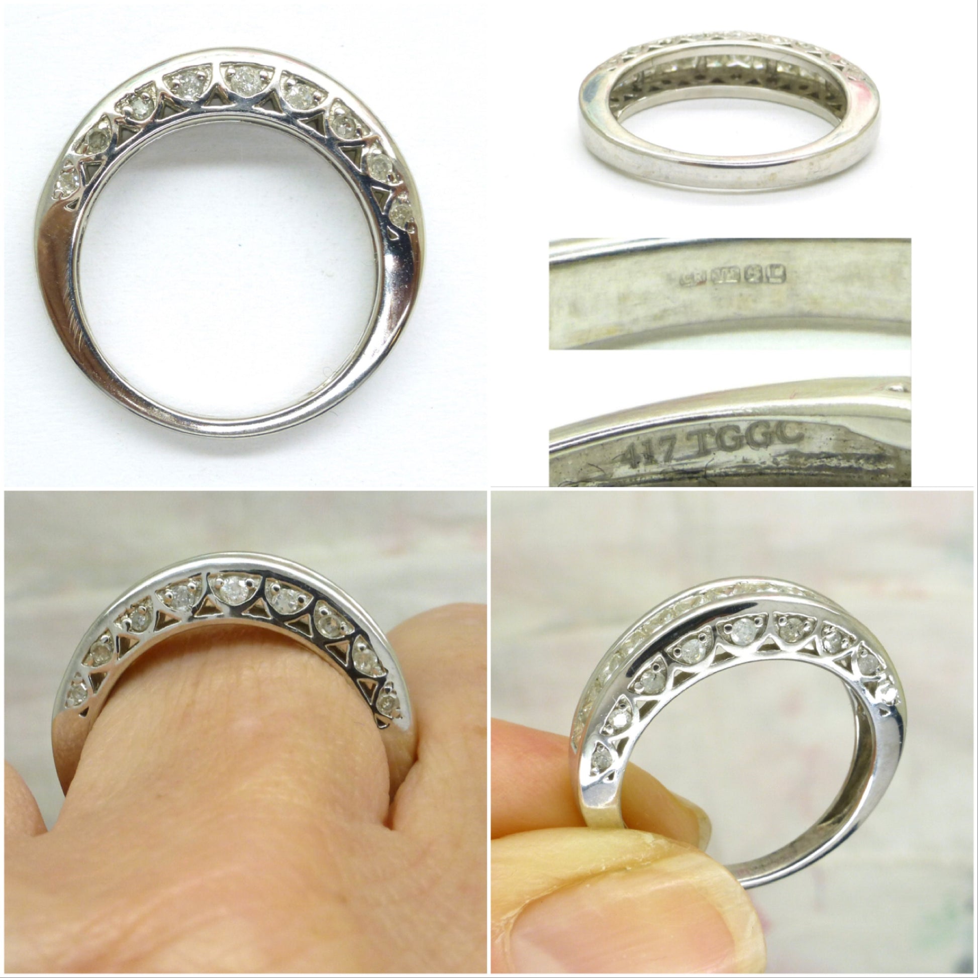 Vintage 10K white gold princess cut diamond eternity wedding band 1.00ct