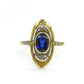 Antique Edwardian Art Nouveau 18ct Vernueil Sapphire & diamond navette ring c1910