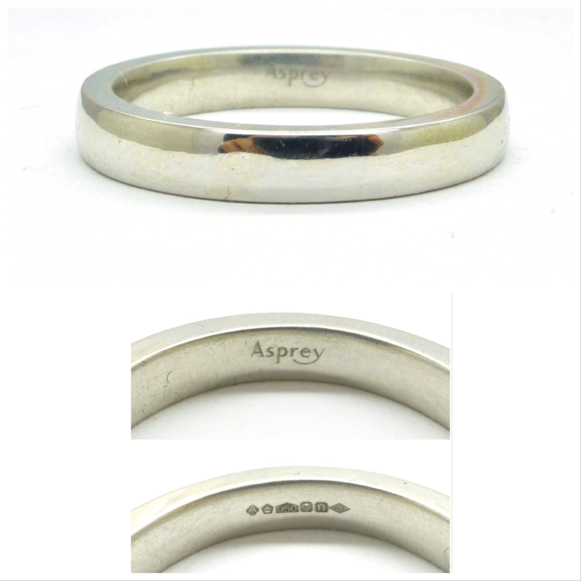 Vintage Asprey of London heavy Platinum wedding band 10.7 grams with original box