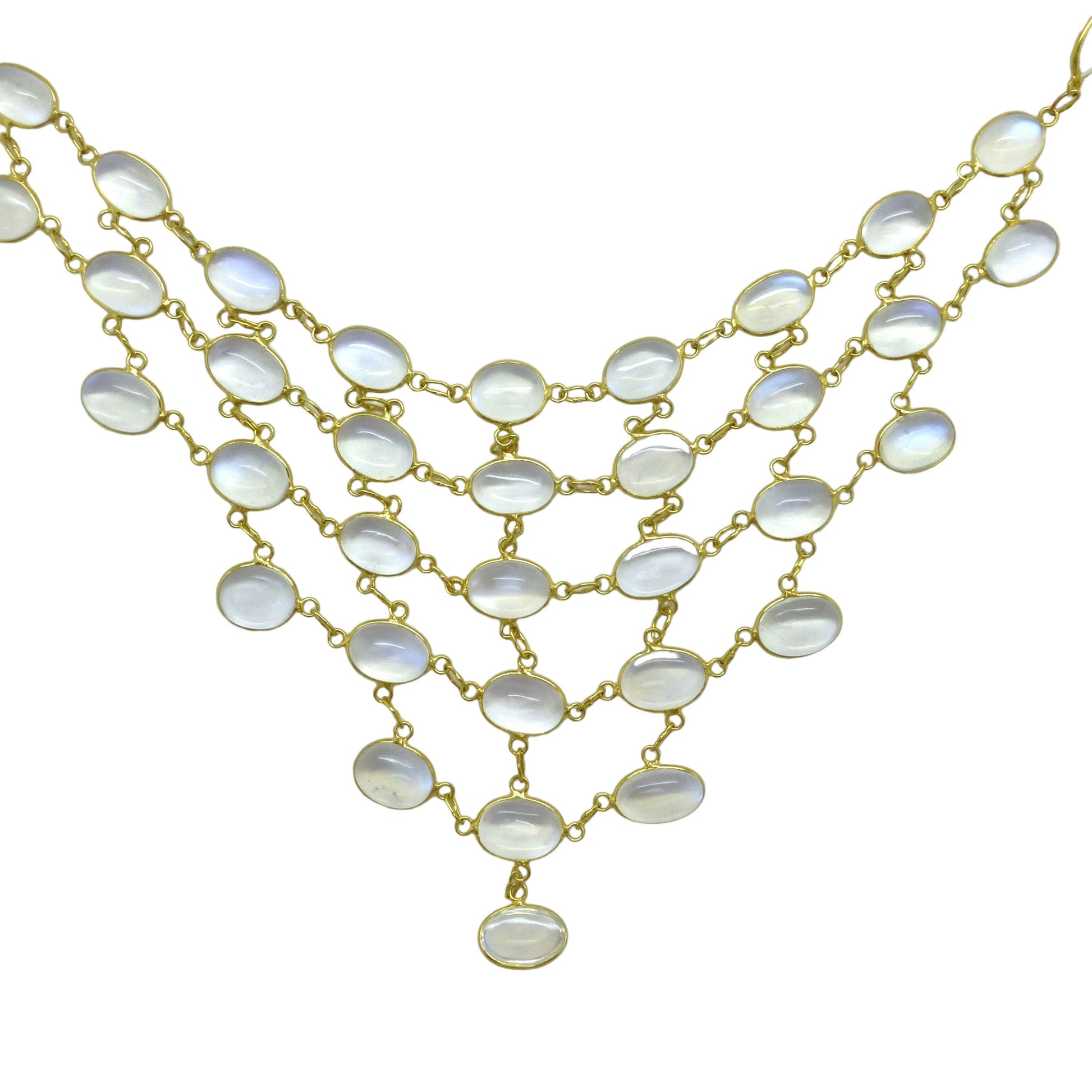 Stunning vintage 14ct & 9ct gold moonstone fringe festoon necklace