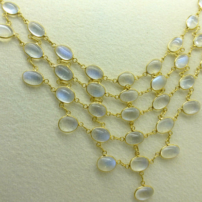 Stunning vintage 14ct & 9ct gold moonstone fringe festoon necklace