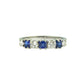 Vintage 14ct white gold cornflower blue Sapphire & Diamond seven stone half eternity ring ~ wedding band