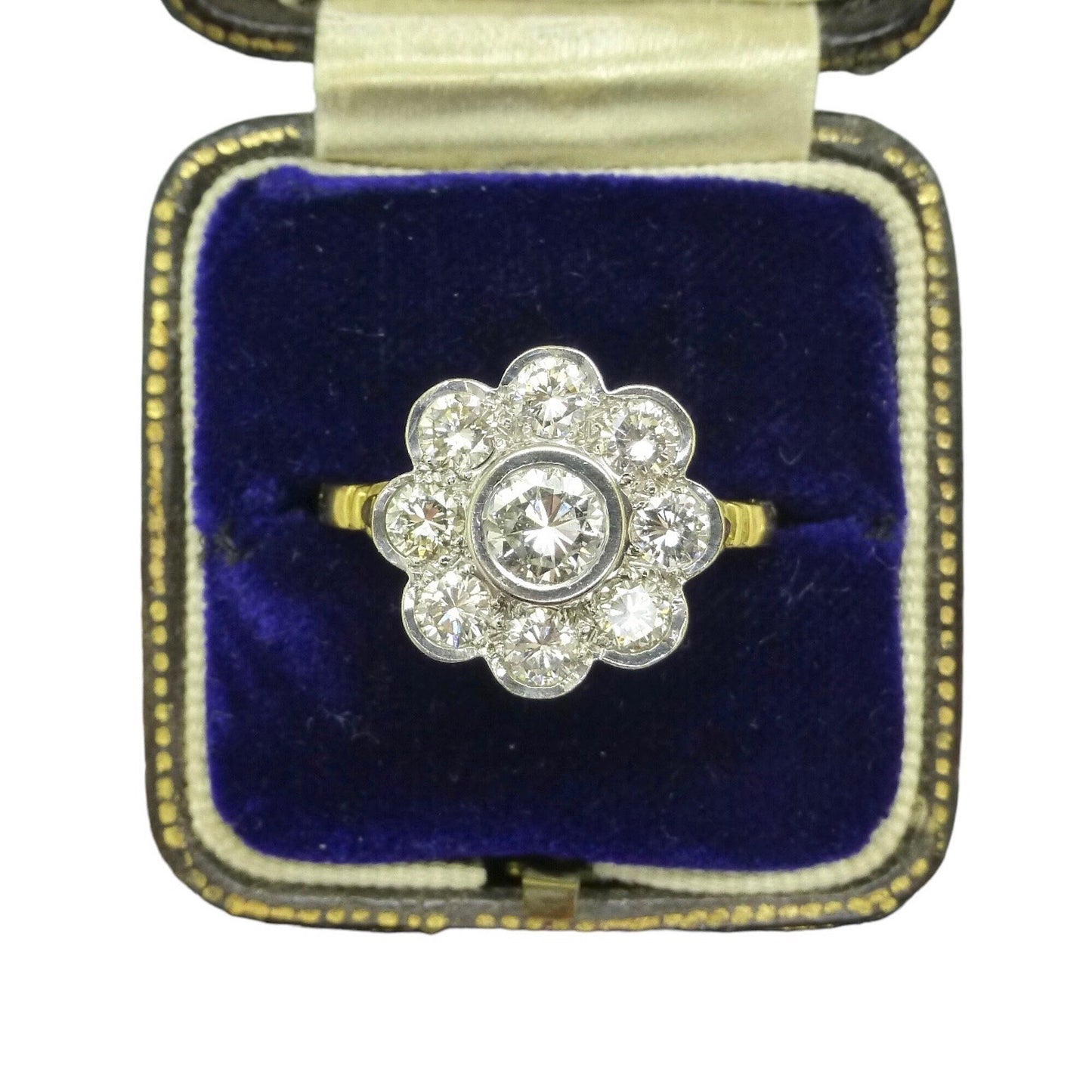 Vintage 18ct gold diamond cluster engagement ring 1.23 carat ~ Independent Valuation