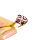 Vintage 9ct gold ruby & diamond square cluster ring ~ engagement ~ anniversary