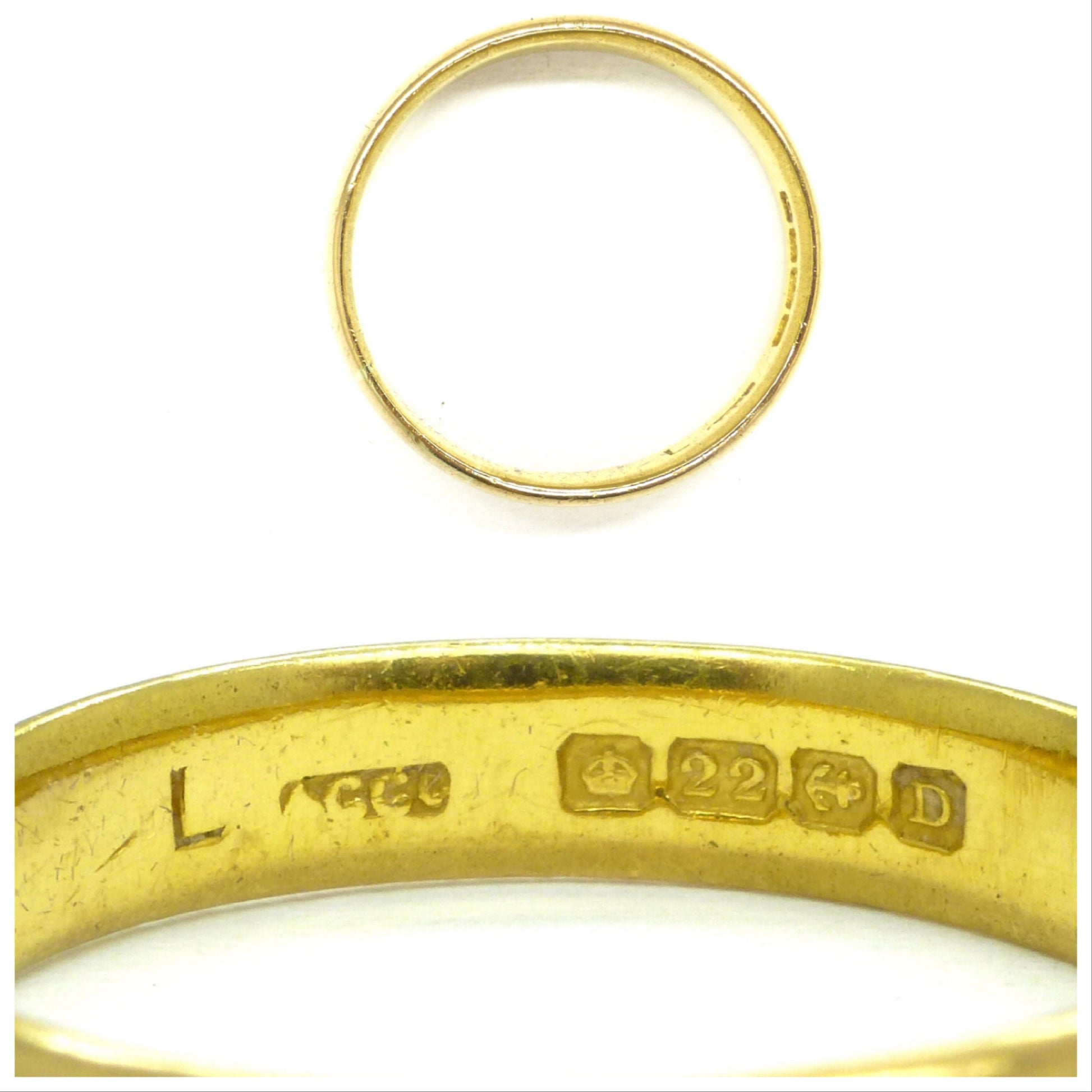 Antique Art Deco English 22ct gold wedding band dated 1928 ~ Yellow gold stacking ring 4.18 grams