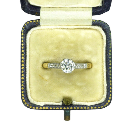 Vintage 18ct gold & Platinum brilliant cut diamond solitaire engagement ring 1950's ~ With Independent report.