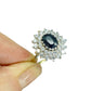 Vintage 9ct gold oval natural blue sapphire & white stone cluster ring