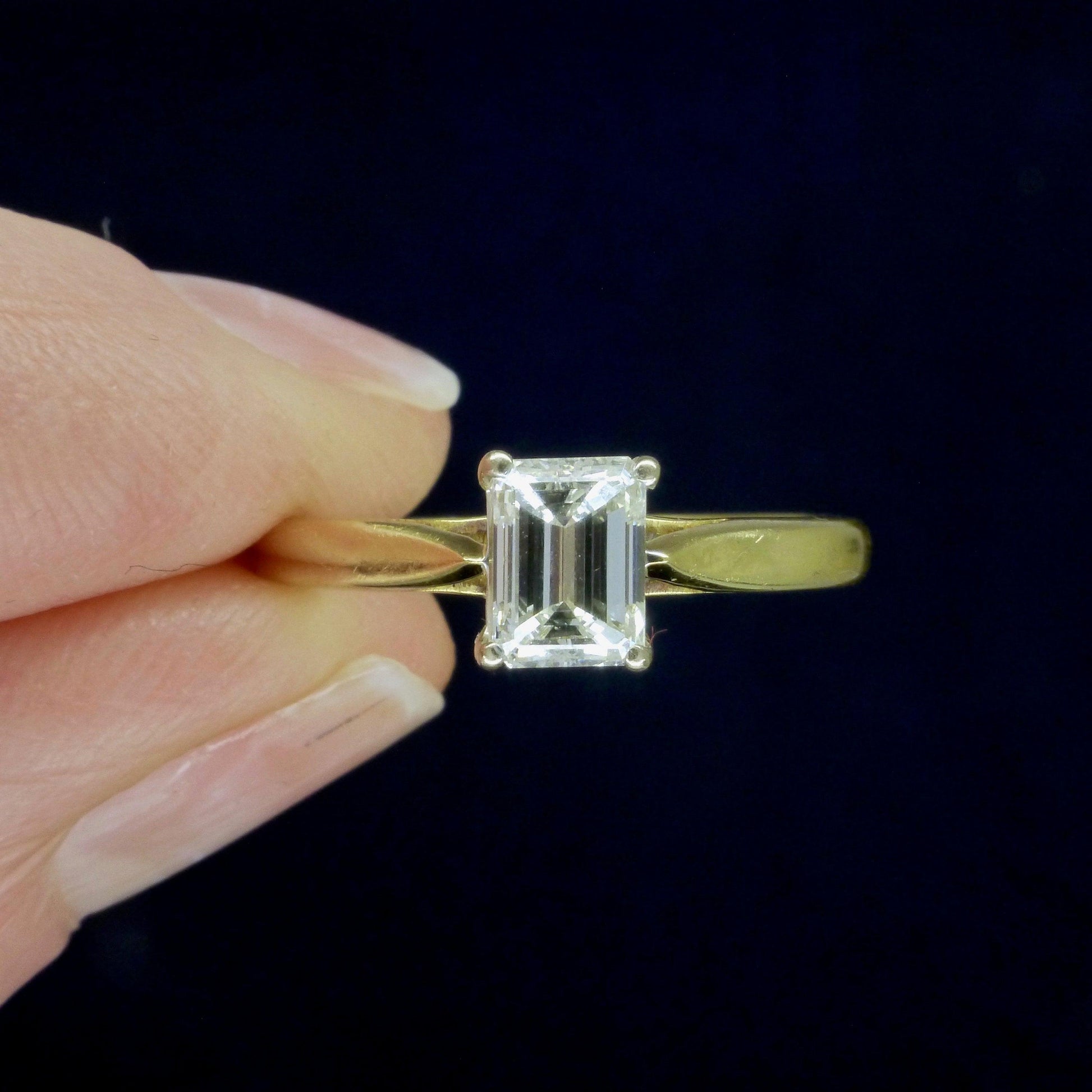 Vintage 18ct gold Emerald cut Diamond solitaire engagement ring 0.75 ~ With independent appraisal