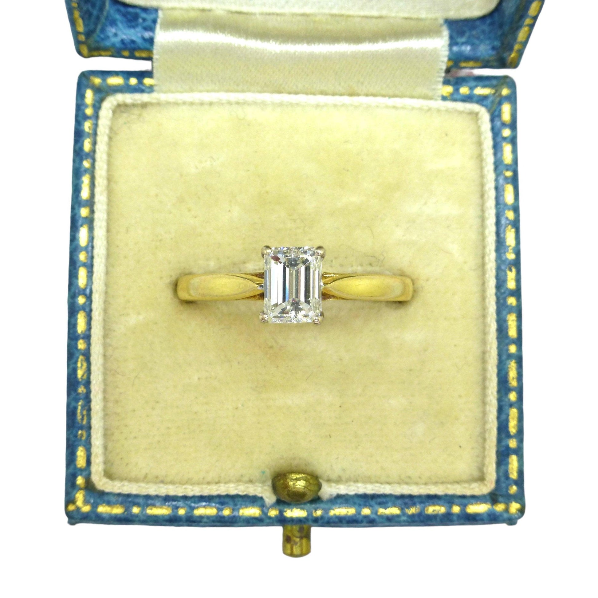 Vintage 18ct gold Emerald cut Diamond solitaire engagement ring 0.75 ~ With independent appraisal