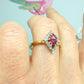 Vintage Art Deco 18ct verneuil ruby & diamond losenge shape cluster ring