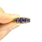 Vintage 18ct gold amethyst diamond five stone ring Chester hallmark 1959 ~ Victorian style